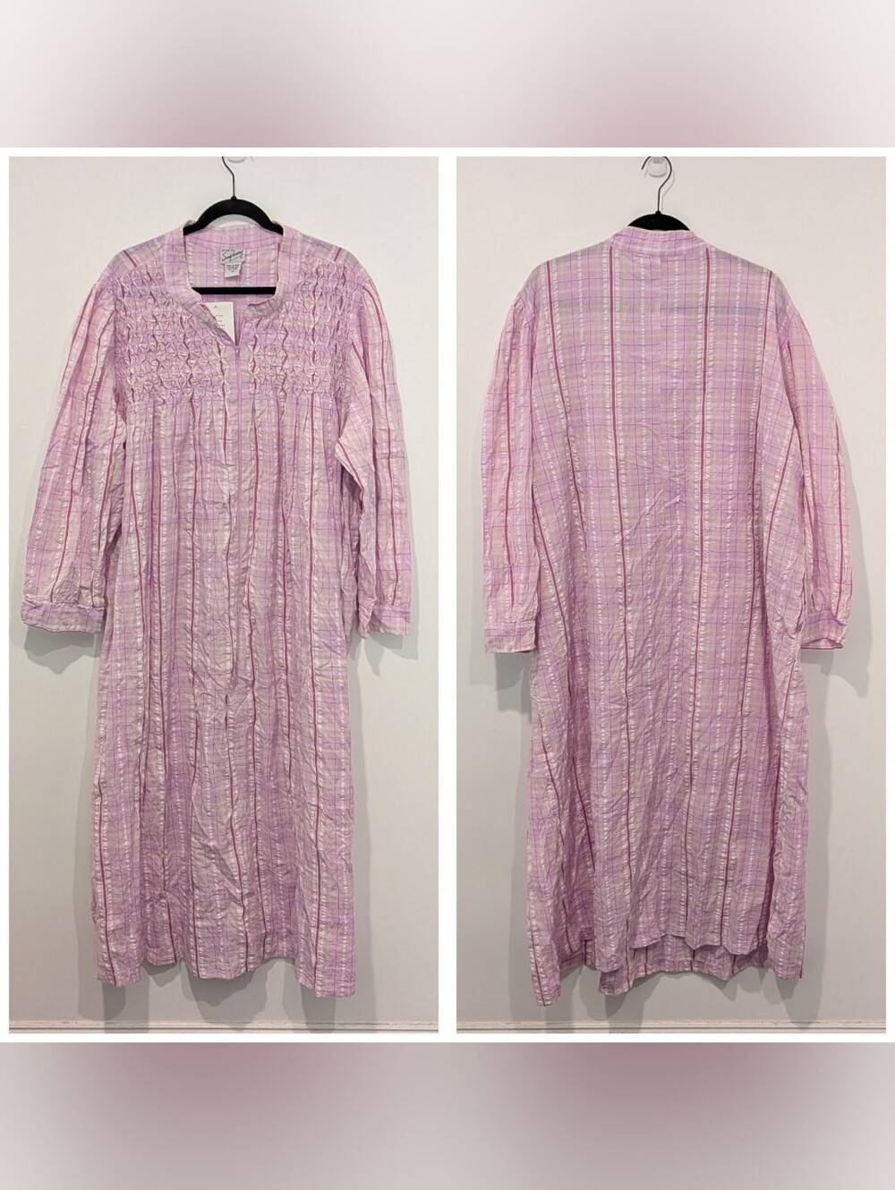 NEW Deadstock Saybury 100% Cotton Maxi Nightgown Zip Size 3X